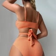 thumbnail image 3 of UTSJKR Women's Solid Color Loose Fit Two Piece Bikini, Wire Free Casual Bathing Suit, Summer Pool Side Basic Swimwear Orange L, 3 of 5