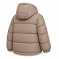 thumbnail image 2 of HILEELANG Girls Cropped Puffer Jacket, Hooded Short Winter Coat for Kids and Teens, Beige, 11-12Y, 2 of 8