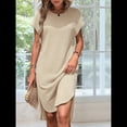 thumbnail image 4 of Vestido Midi de Verano para Mujer, Color Liso, con Abertura, Color Albaricoque S, 4 of 9