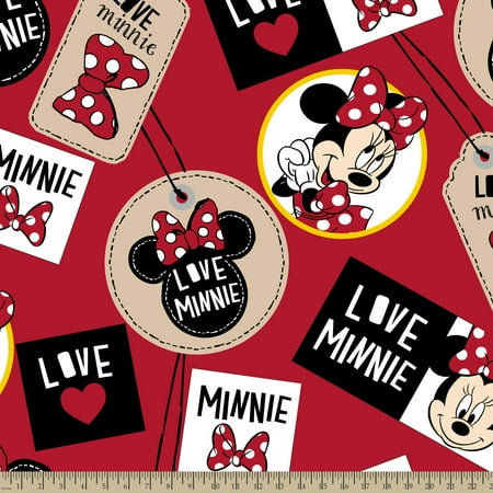 Disney Yard Art - Disney Minnie Badges Fleece Fabric by the Yard