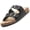 Black, variant on Womens Double Strap Contour Sandals Slip on Buckle Slides Vegan Leather Footbed Sandal Ergonomic Cork-Inspired Sole Summer Footwear