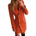 thumbnail image 1 of Chaquetas de Negocios Chaqueta larga informal ligera y fina para mujer, abrigo ajustado de manga larga con botones en el pecho, abrigos con bolsillos, chaqueta con botones,blazer moda（Anaranjado， XXL), 1 of 5
