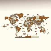Colorfull Worlds Wood World Map Educational for Kids- Mixed XL