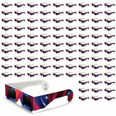 Medical king Solar Eclipse Glasses AAS Approved 2024(100 pack) CE and ISO Certified Safe Shades for Direct Sun Viewing