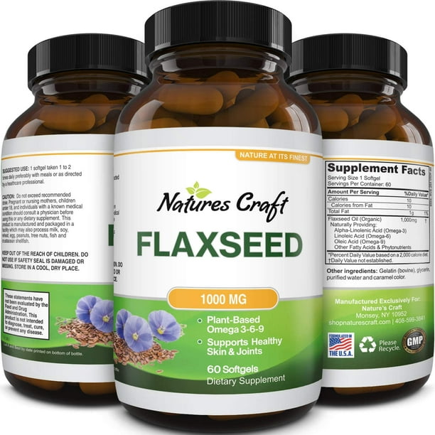 Omega Flaxseed Oil 1000mg Softgels Brain Support Constipation Relief