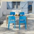thumbnail image 3 of VECELO 4-Pack Plastic Stackable Dining Chairs, Modern Outdoor Patio Chairs for Restaurant, Poolside and Garden, No Assembly, Blue, 3 of 14