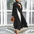 thumbnail image 3 of TIERPOP Women Muslim Long Sleeve Flowy Maxi Cardigan Islamic Open Front Kimono Abaya Robe Turkey Kaftan Solid Color Belted Loose Dubai Cover Up Dress, 3 of 17