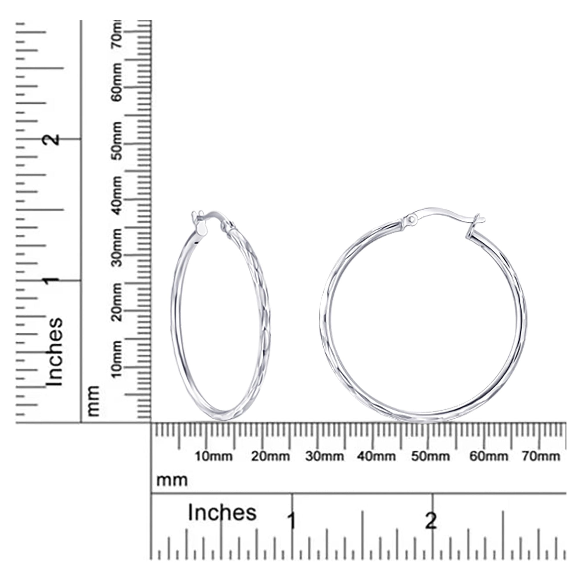 Brilliance Fine Jewelry Diamond Cut Hoop Earrings in Sterling Silver 35MM