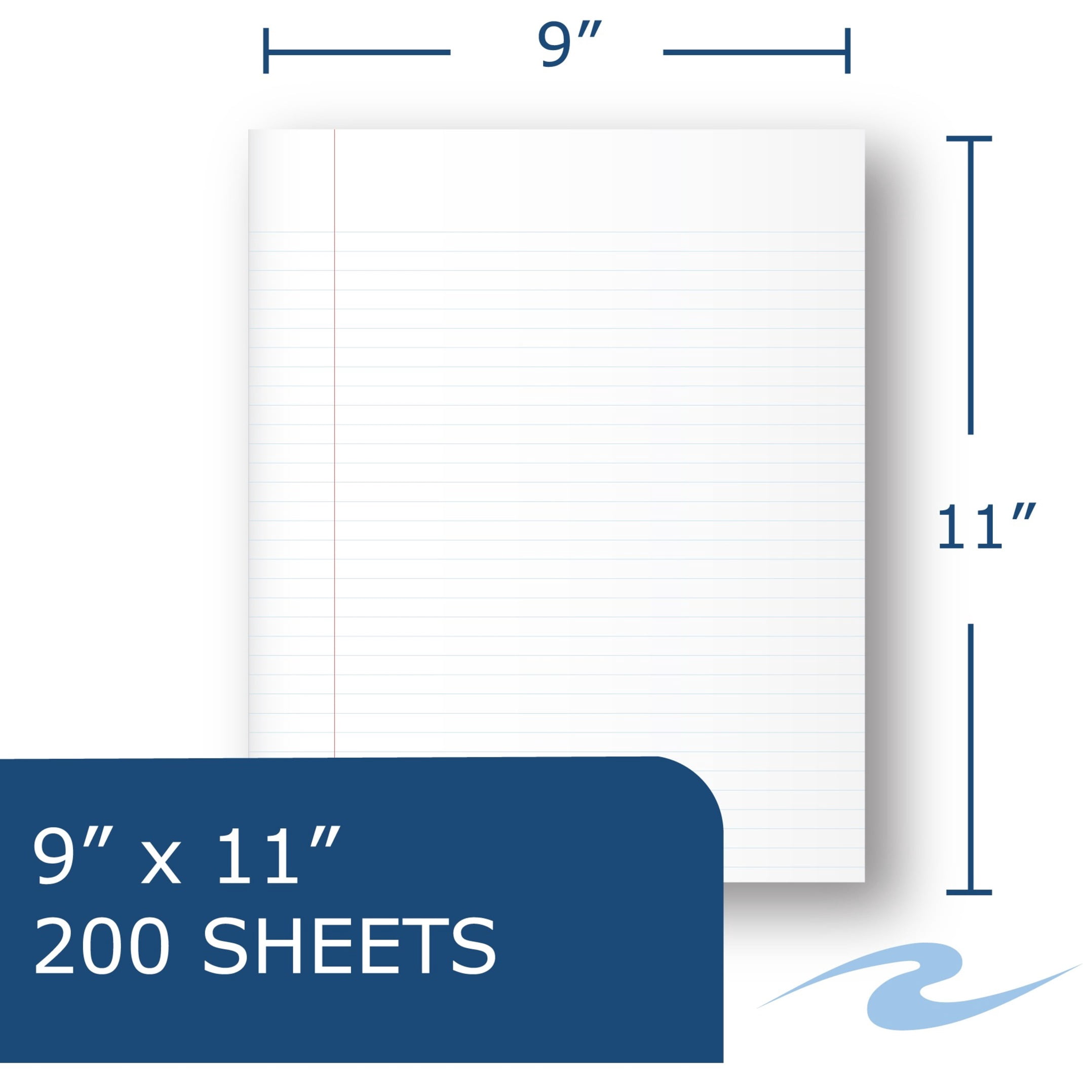 Roaring Spring College Ruled Four Subject Spiral Wirebound Notebook, 4 Double Pockets, 1 Case (12 Total), 11" x 9" 200 Sheets, Assorted Colors