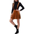 thumbnail image 4 of INSPIRE CHIC Women's Velvet Star Printed Adjustable Strap High Waist Suspender Skirt M Caramel, 4 of 6