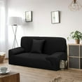 thumbnail image 3 of Sofa Cover Slipcover Stretch Elastic 2Seater Chair Loveseat Sofa Couch Furniture Protector Fit, Sofa Slipcover, Home Decor, Black, 3 of 7