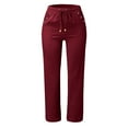thumbnail image 5 of WULMLEO Women's Cotton Linen Pants,Summer Casual Loose Lightweight Straight Leg Pant with Pockets Wine 2XL, 5 of 5