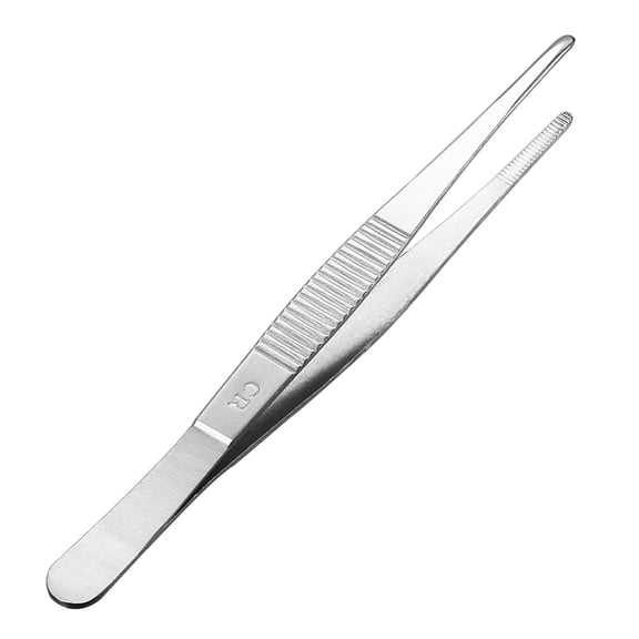 Unique Bargains 1Pcs 5.5 inch 430 Stainless Steel Straight Blunt Tweezers with Serrated Tip