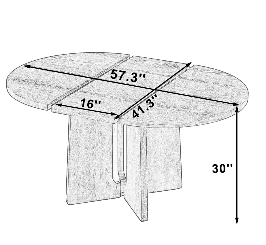 Euroco 41.3in-57.3in Extendable Round Dining Table for 4,Modern Oval Kitchen Table with Removable Leaf,Wood Base for Kitchen Living Room,Natural