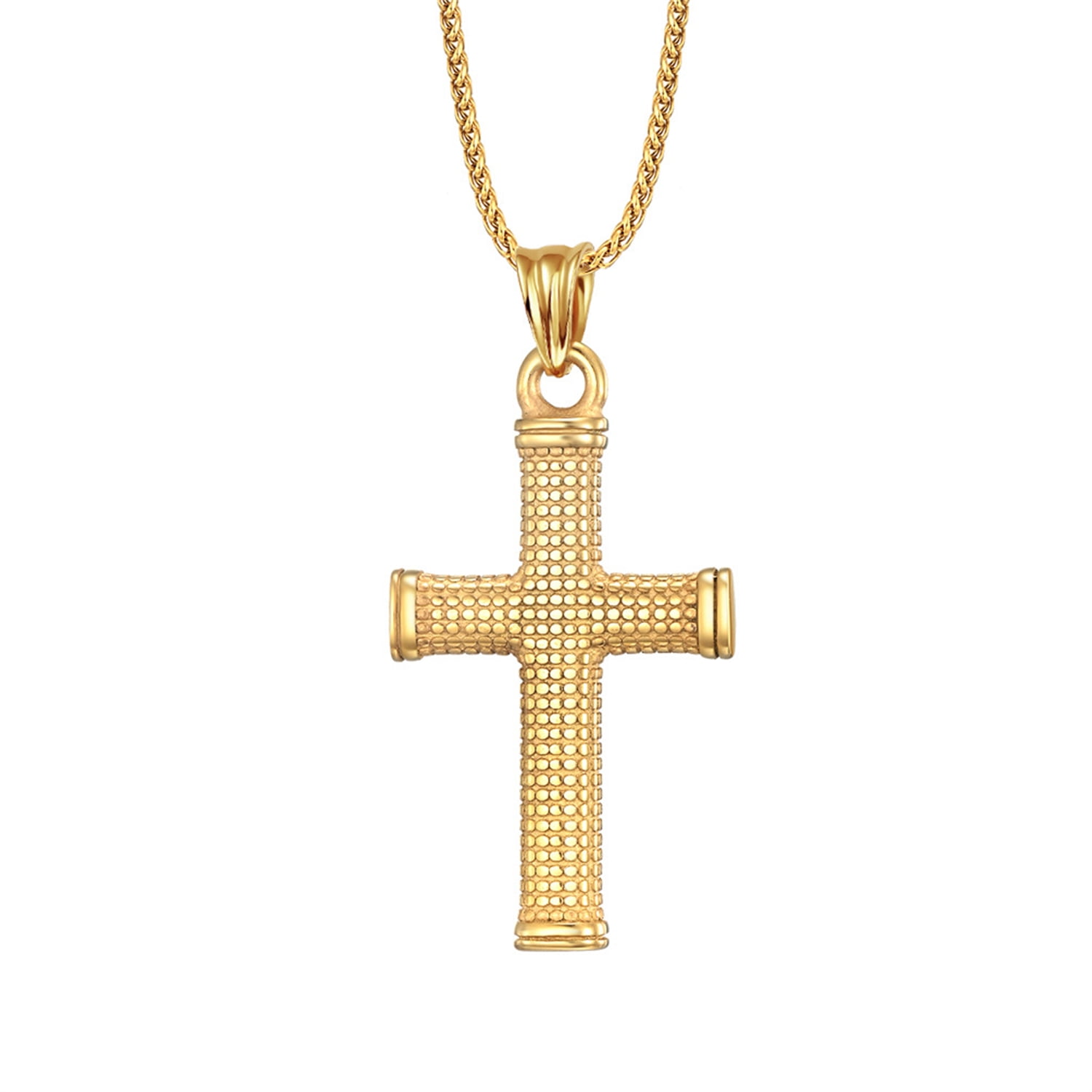 IEFSHINY Mens Gold Cross Necklace Stainless Steel Cross Chain for Men ...