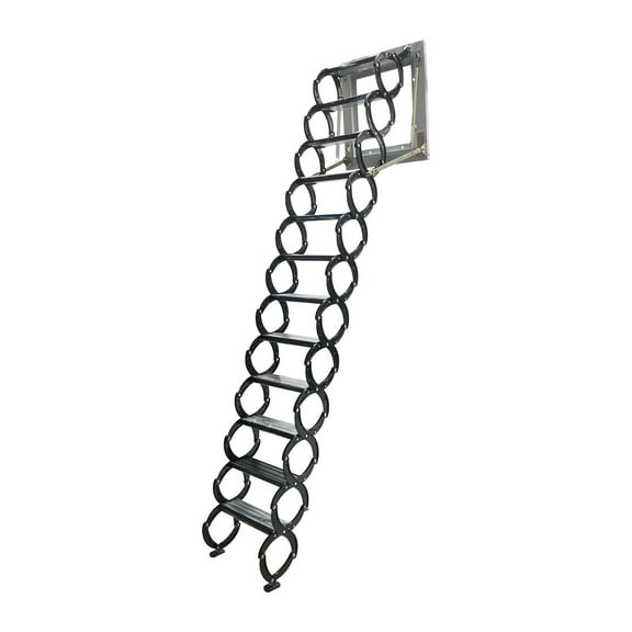 INTSUPERMAI Attic Loft Ladder Wall Mounted Folding Stairs 9.8ft Height Alloy Black