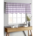 thumbnail image 4 of Purple Checkered Valance Curtains for Kitchen/Living Room/Bathroom/Bedroom Window, Farmhouse White Buffalo Plaid Rod Pocket Small Topper Half Short Window Curtains Voile Sheer Scarf 42"x12", 4 of 8