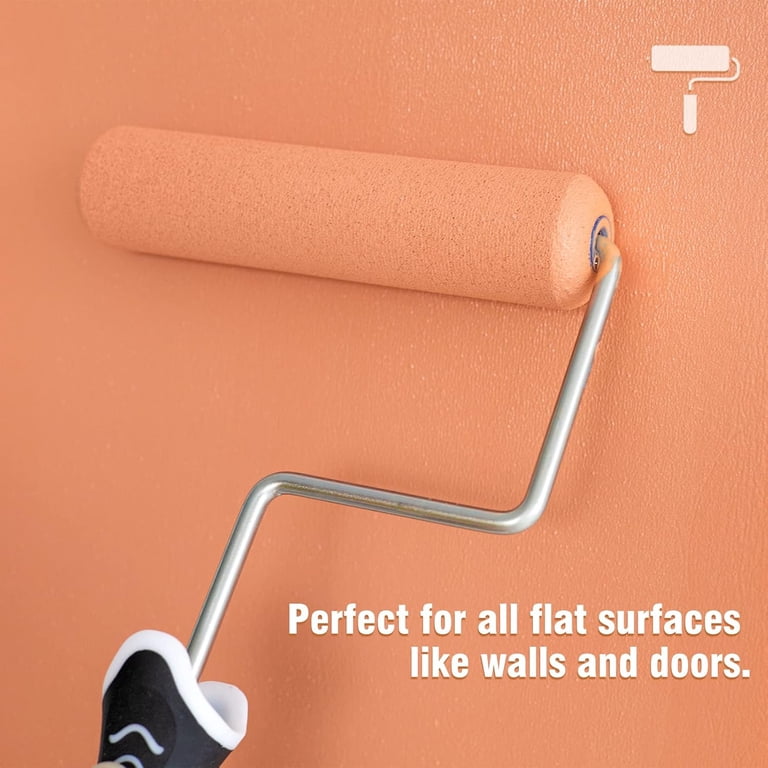 6-Inch Foam Paint Roller Kit – High-Density Sponge, Frame, Tray & Liners For Smooth Walls, Cabinets, Doors & Ceilings (8-Piece Set)