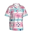 thumbnail image 2 of Easygdp Pink Striped Flamingo Men's Hawaiian Shirts Print Lapel Short Sleeve for Beach, vacation, party, casual occasions - XX-Large, 2 of 9