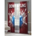thumbnail image 4 of Bowling Sheer Curtains 2 Panels Set Vintage Bowling Bottles Ball Red Background Sheer Window Curtains Light Filtering Rod Pocket Voile Drapes for Bedroom Living Room 52"X84", 4 of 9