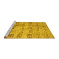 thumbnail image 2 of Ahgly Company Machine Washable Indoor Round Abstract Yellow Contemporary Area Rugs, 4' Round, 2 of 4