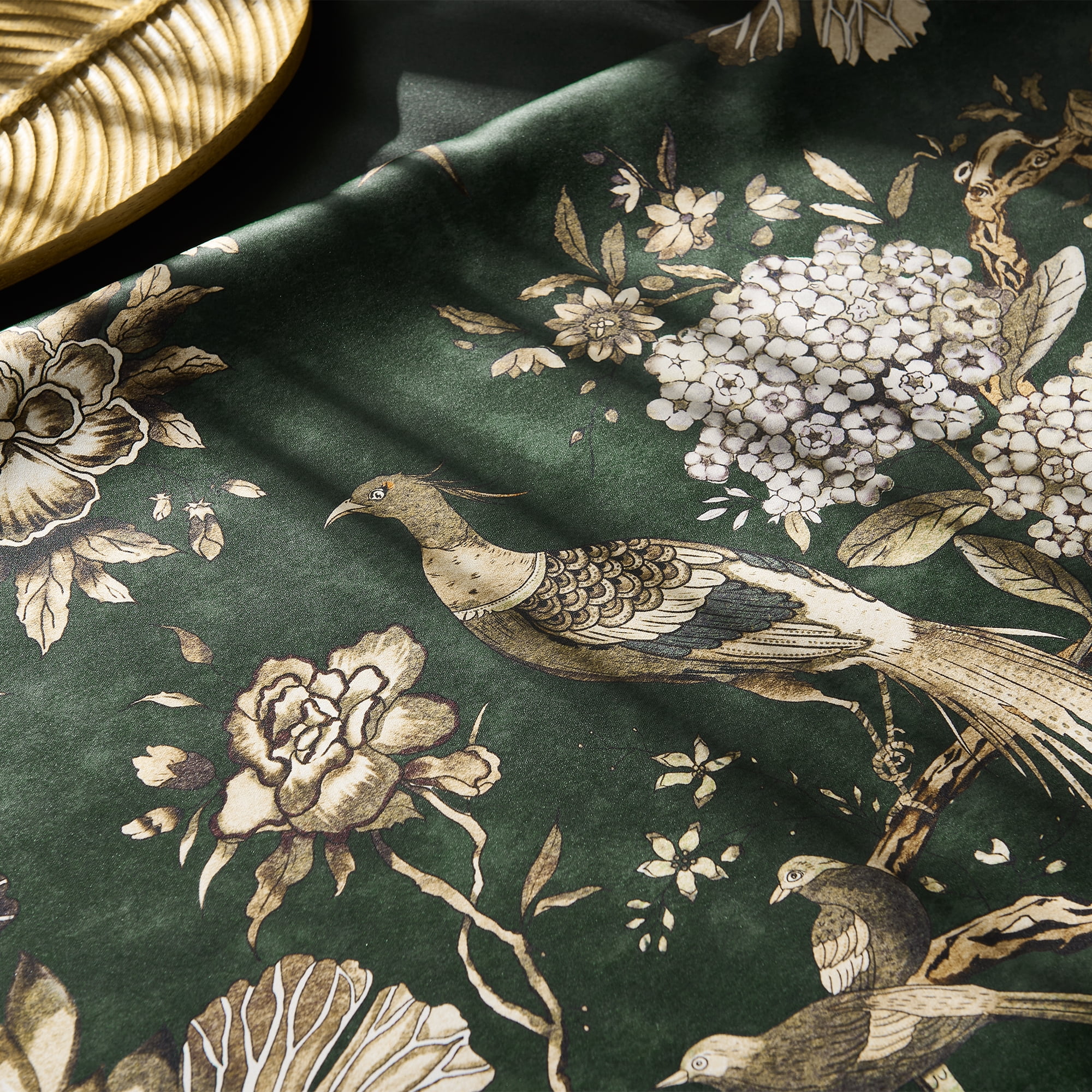 StangH Green 100% Blackout Floral Curtains Bird Pattern Vintage Home Decor Thermal Insulated with Backtab Drapes for Living Room, W52xL84, 2 Panels