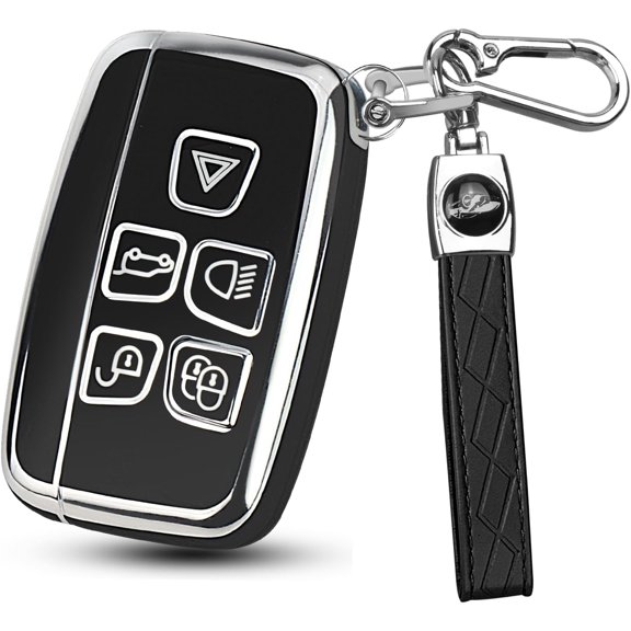 Key Fob Cover Compatible with Range Rover LR4 Sport Evoque Jaguar XF XJ XJL F-Pace Keychain Case Holder Protector,Black