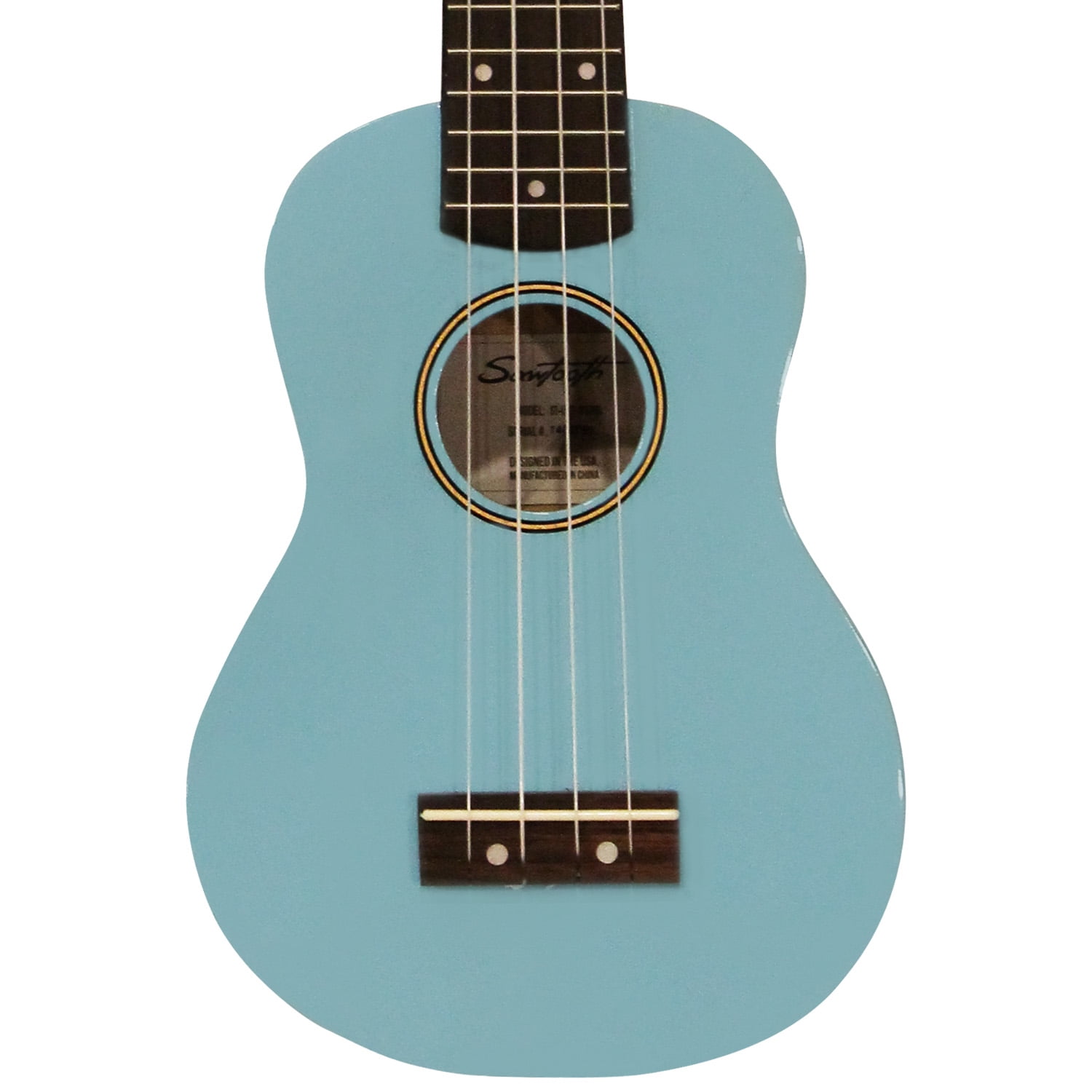 Sawtooth Soprano Daphne Blue Ukulele with Case, Clip on Tuner, Lesson-Chord Guide, and Picks