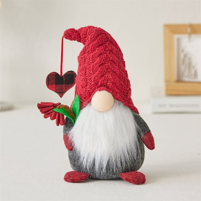 Fwttom Cadeau Chapeau Tricoté Rouge Ornement Poupée Rudolph Ornement Poupée Couple