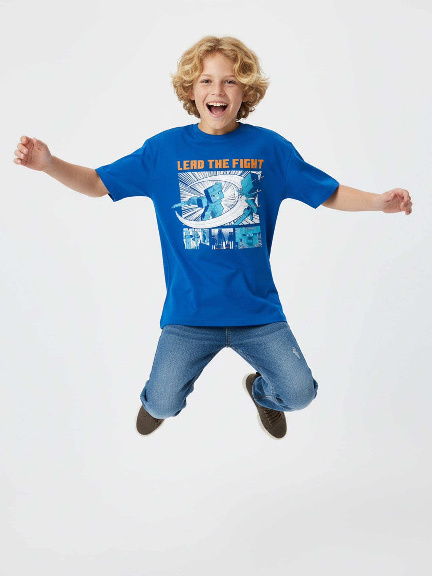 Minecraft, Boys' Relaxed Graphic T-Shirt, Dungeons II Lead the Fight, Sizes 4-18
