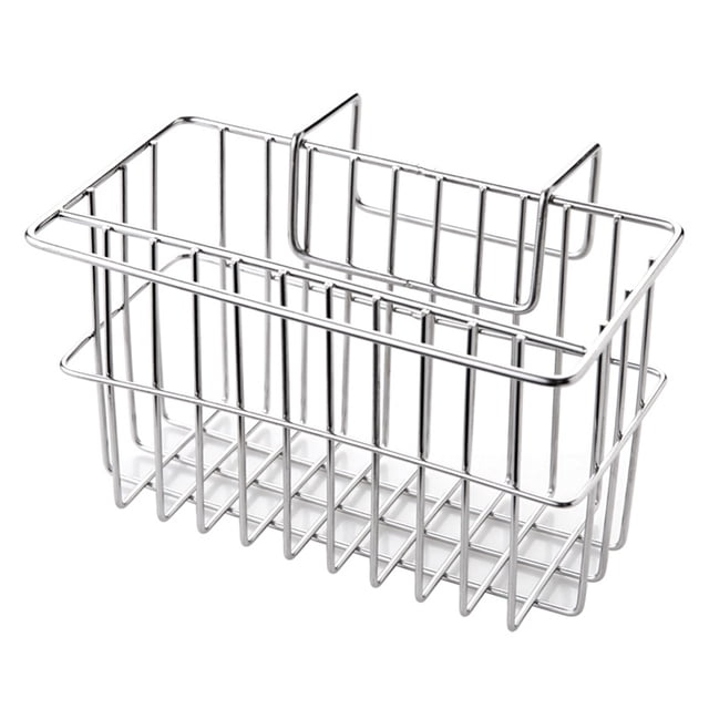 Cesta de almacenamiento de acero inoxidable para fregadero de cocina, organizador colgante, escurridor para paño de limpieza, cepillo y esponja.