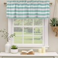 thumbnail image 3 of 2 Panels Aqua Grey White Stripe Valance for Windows, Rustic Modern Turquoise Striped Light Filtering Kitchen Curtains, Rod Pocket Window Treatment Curtain Valances for Living Room Bedroom, 42"x18", 3 of 9