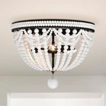 Warehouse of Tiffany IMC838A-3 16 in. Hudson Indoor 3-Light Iron Black & Gloss White Flush Mount Ceiling Light with Light Kit