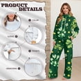 thumbnail image 4 of Renewold Womens Tracksuit 2 PCS Set Long Sleeve Cowl Neck Top and Drawstring Straight Leg Pants Lightweight Trendy Casual Outfits for St. Patrick's Day, Green Clover Gold Coin Print, XS, 4 of 7