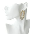 Time and Tru Women's Gold Tone Triple Twist Hoop Earrings