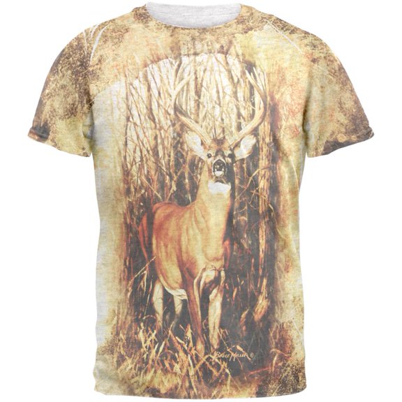 10 Point Buck Urban Mens T Shirt Heather White LG
