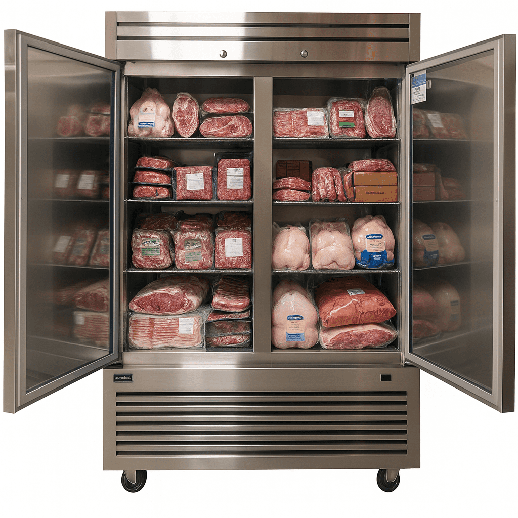 54‘’ Commercial Reach-In Freezer, 2 Solid Doors, Stainless Steel, 49 Cu.Ft, ETL Certified, Heavy-Duty for Restaurant & Kitchen