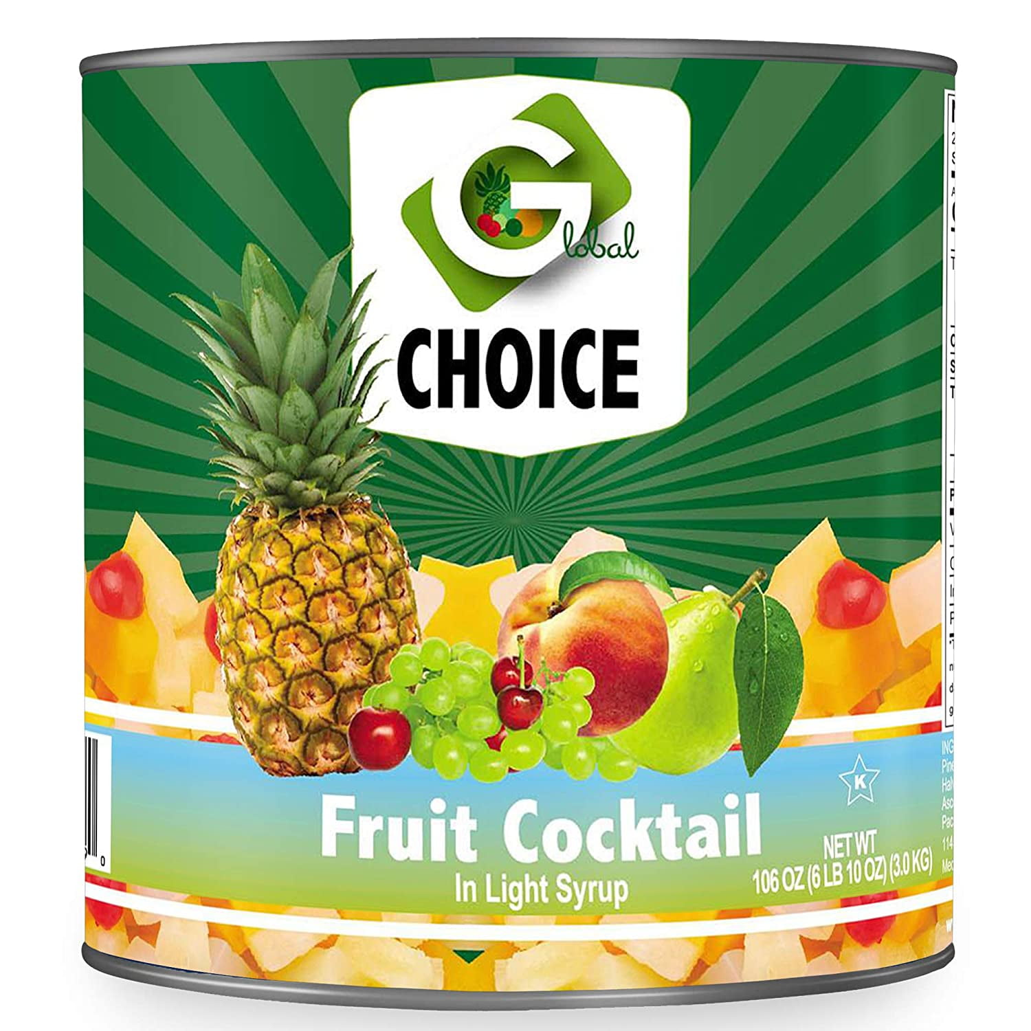 Global Choice Fruit Cocktail in Light Syrup 106 oz JUMBO Size