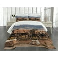 thumbnail image 3 of Ambesonne Wagon Wheel Quilted Bedspread Set 3 Pcs, Western Style, Queen Size, Brown White, 3 of 5