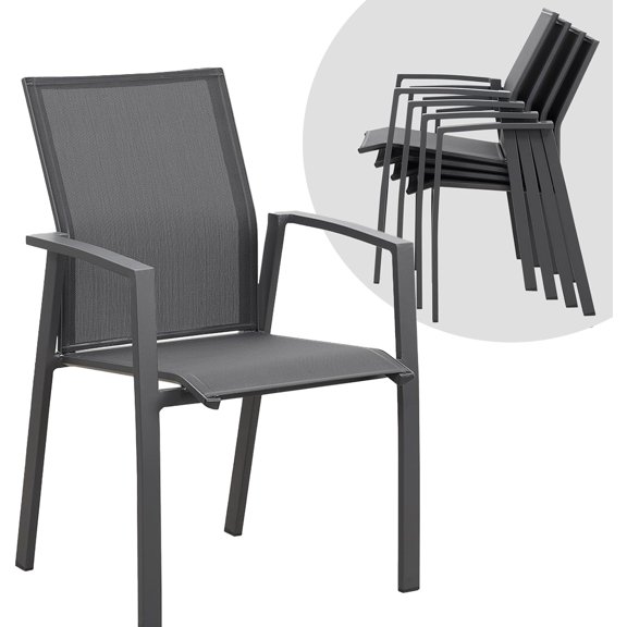 Cozy Home Aluminum Outdoor Dining Chair - Set of 4, Gray