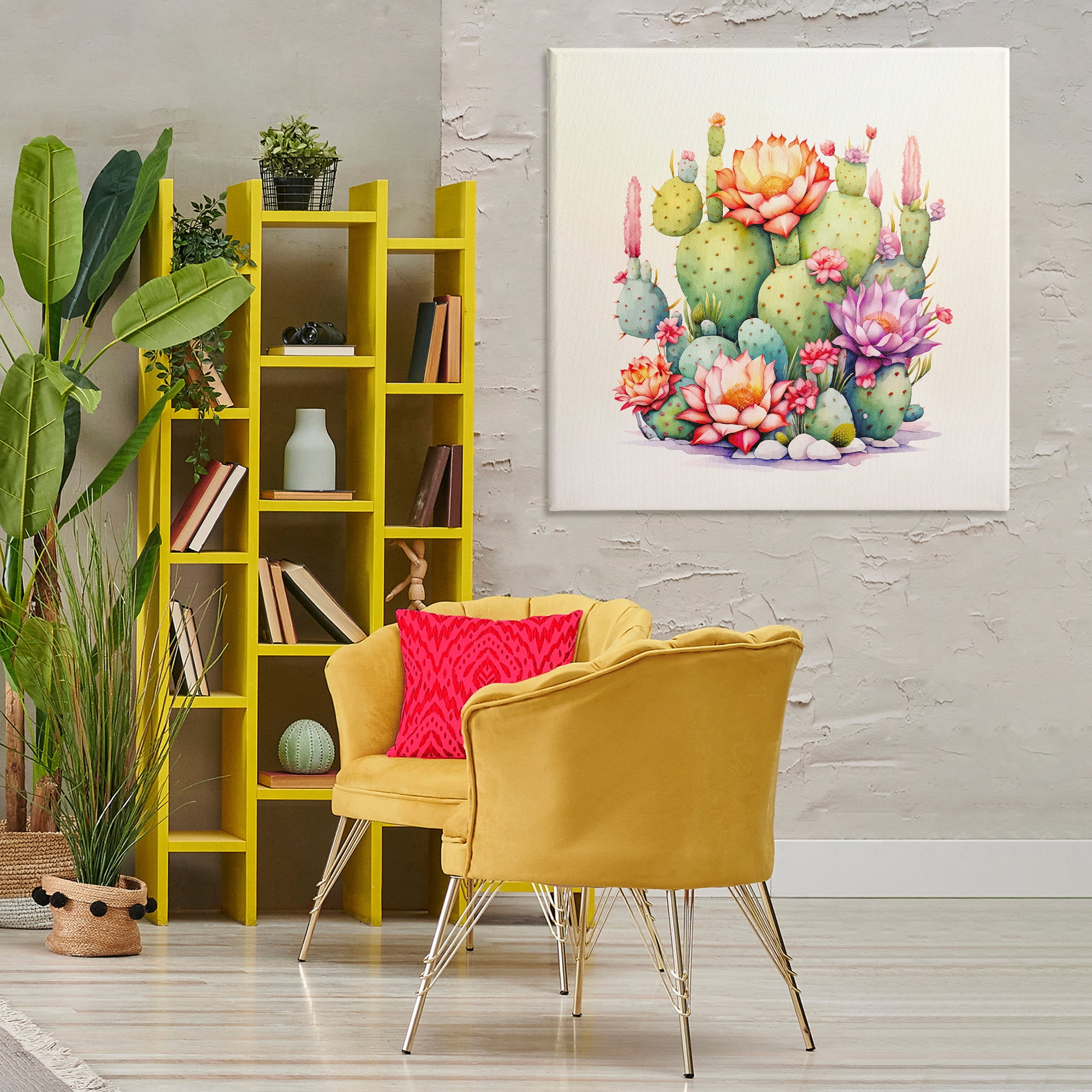 Stupell Industries Desert Spring Blooms Plants & Flowers Painting Wrapped Canvas Art Print Wall Art, 36 x 36