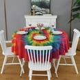 thumbnail image 2 of Colorful Tie Dye Pattern Round Tablecloth 60"x60",Wrinkle Wipeable Table Cloth for Kitchen Dining Room Picnic Patio Party, 2 of 6