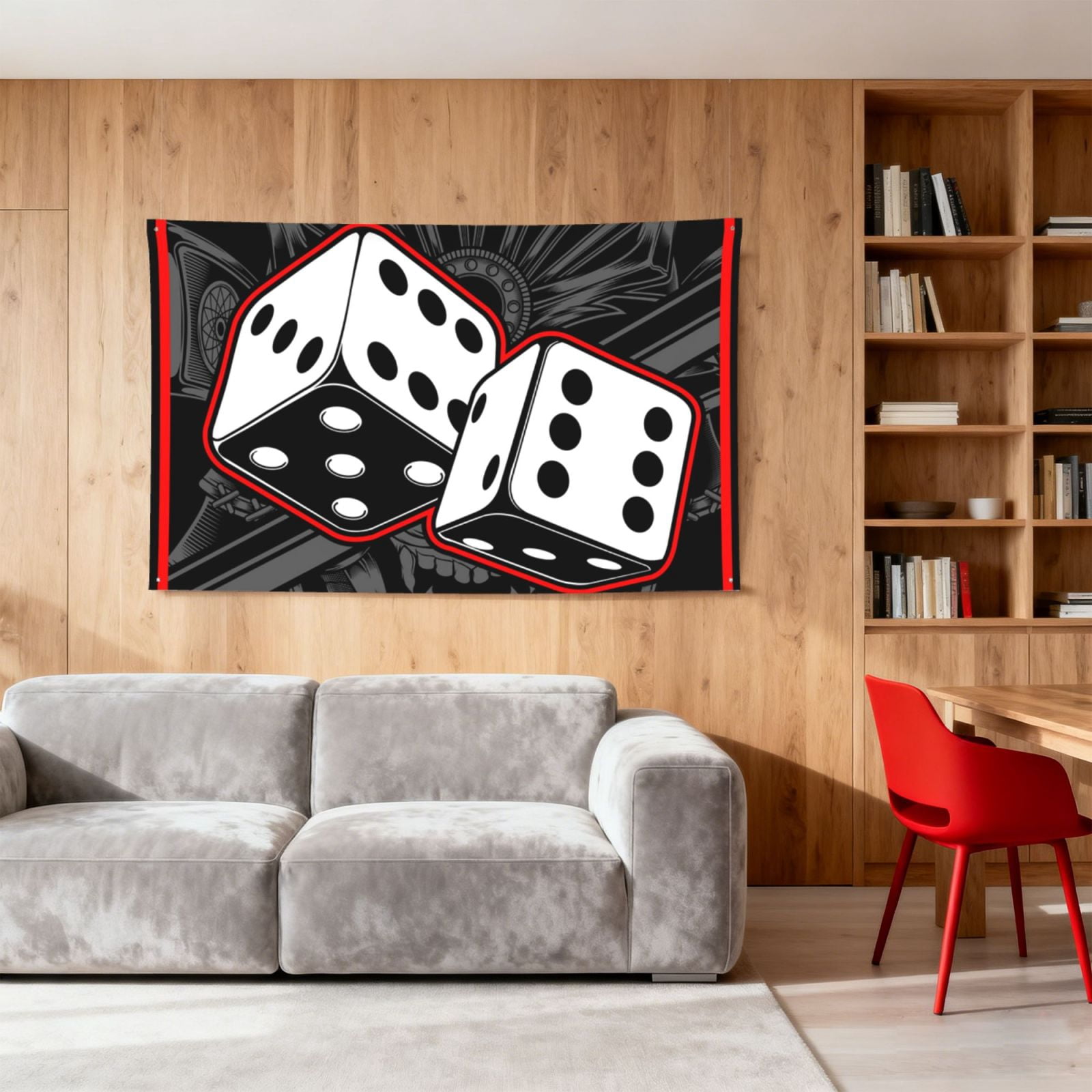 Dice Black White Four Hole Decorated Banner Flag for Garden Yard Home Decoration Indoor Outdoor 4x6 Ft