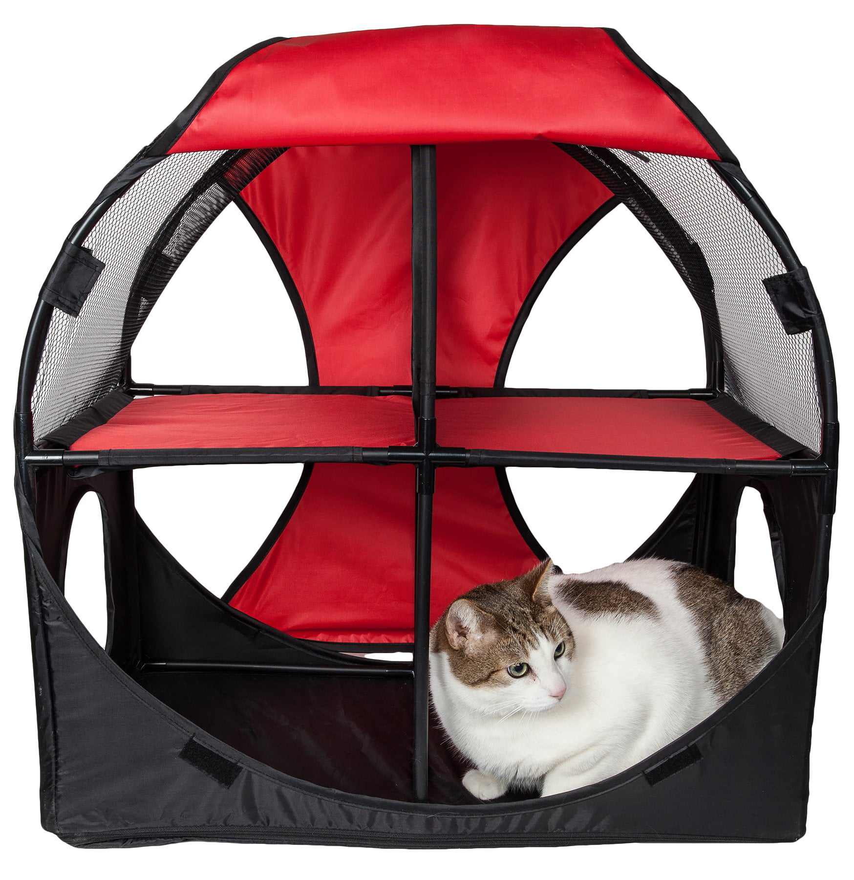 Pet Life Kitty-Play Obstacle Travel Collapsible Soft Folding Pet Cat House 