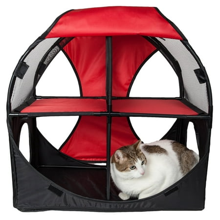 UPC: 0858342144261 | Pet Life ®  Kitty-Play  Collapsible Travel Interactive Kitty Cat Tree Maze House Lounger Tunnel Lounge