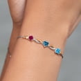 thumbnail image 4 of 925 Silver and 10K Yellow Gold Red Created Ruby Persian Blue Moissanite Swiss Blue Topaz and Lab Grown Diamond Tennis Bracelet for Women By Keren Hanan (2.20 cttw, Adjustable up To 9 inch), 4 of 4