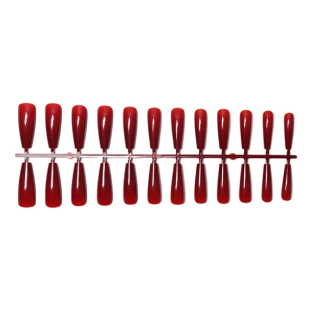 Seitruly 24 piezas Extra largas Prensa en uñas Artificial DIY Sólido Duradero Francés Elegante Uñas acrílicas para salones de manicura Arte Cubierta Juegos de manicura 6 rojo oscuro Seitruly CE011405-06