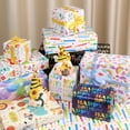thumbnail image 6 of Ayieyill Birthday Wrapping Paper Roll Set of 15 with Ribbon and Tape, Gift Wrap for Happy Birthday Present, 6 of 9