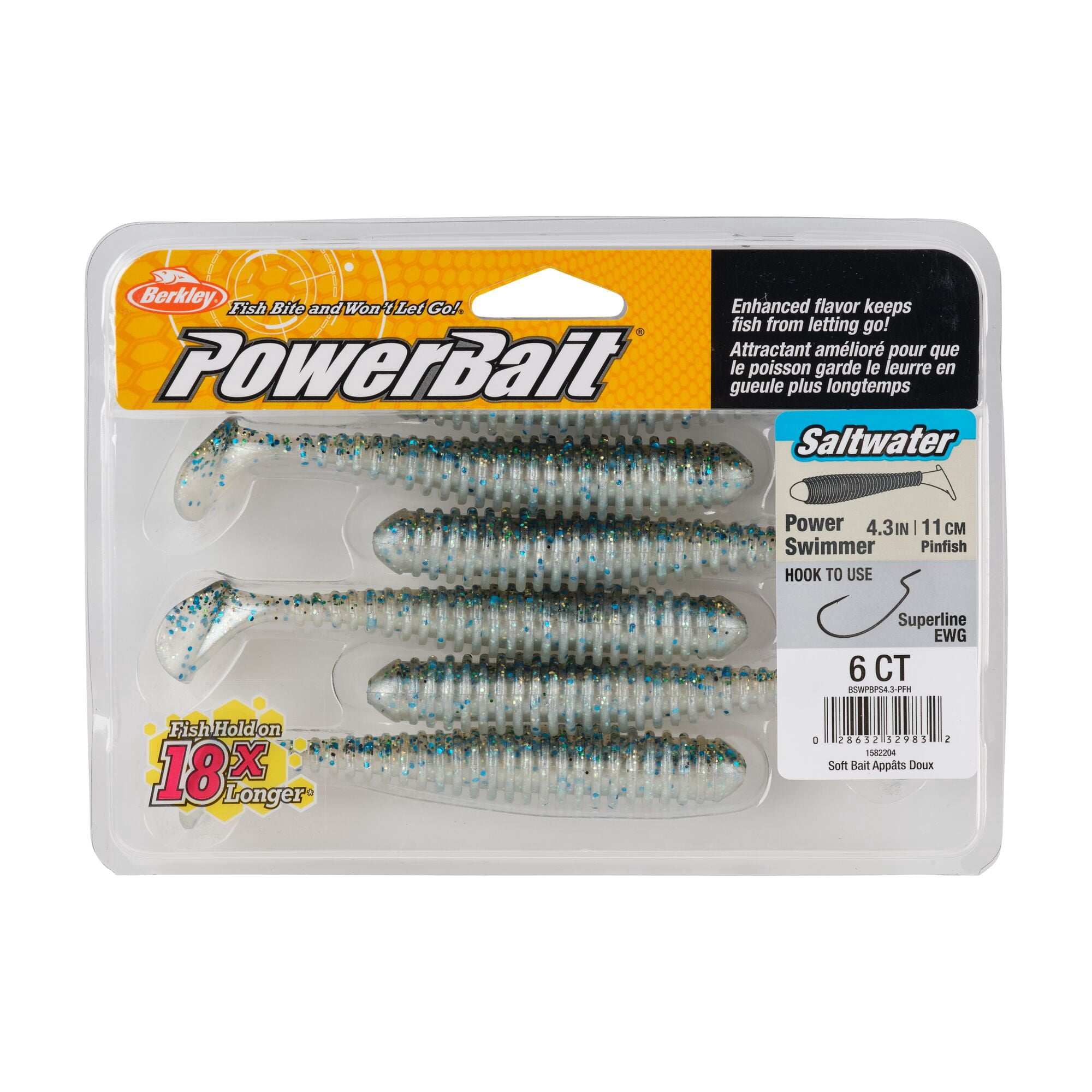 Berkley PowerBait® Saltwater Power Swimmer, 4.3 in, Swimbaits, Pinfish (6-count)