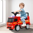 thumbnail image 2 of Coche de Bomberos para Niños Mercedes Benz con Espacio Escondido Volante Coche Montable con Pies al Suelo Rojo Costway, 2 of 10